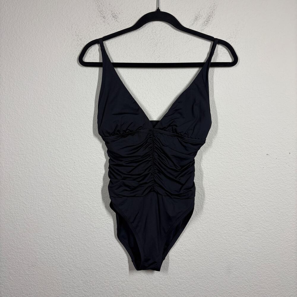 La Blanca Swimsuit Swimwear One Piece Beachwear Black Ruched Cut Out Back
